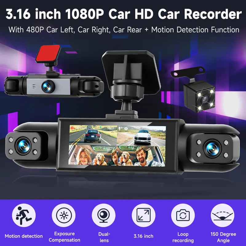 4-Camera 360° Dash Cam — Complete Protection Around Your Vehicle