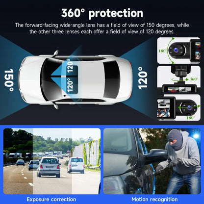 4-Camera 360° Dash Cam — Complete Protection Around Your Vehicle