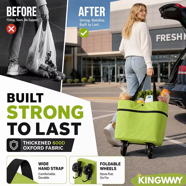 ⏳LAST DAY SALE !!!🔥2-in-1 Foldable Shopping Cart🛒