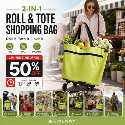 ⏳LAST DAY SALE !!!🔥2-in-1 Foldable Shopping Cart🛒